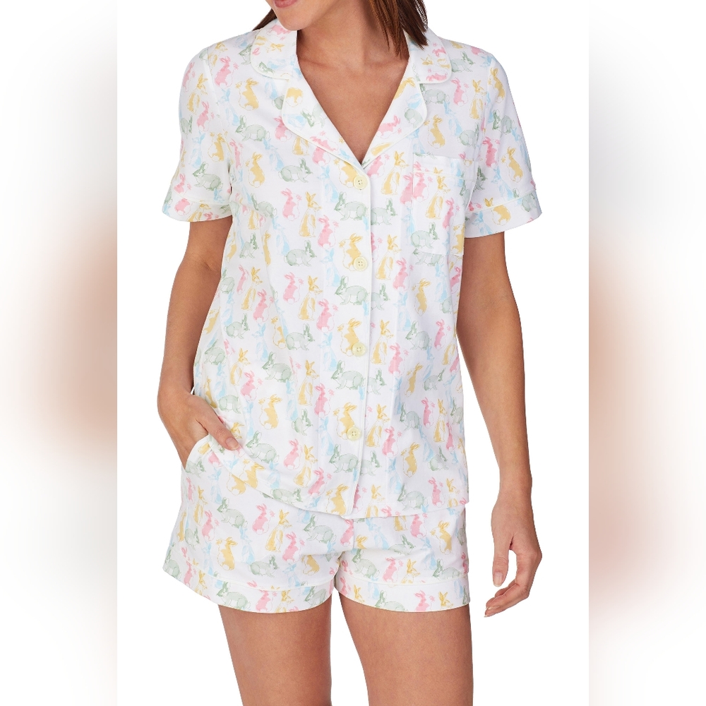 BedHead Pajamas Shorts Set Family Matching Bunny Print Short Sleeves Sz S